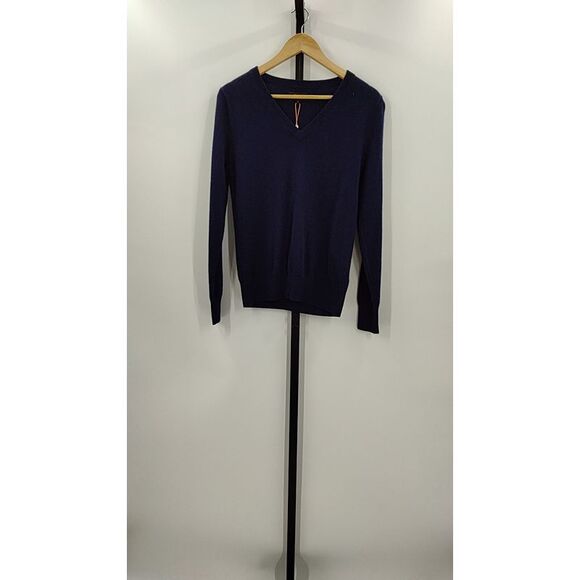 Quince Women Mongolian Cashmere V-Neck Sweater Blue S - Picture 2 of 3